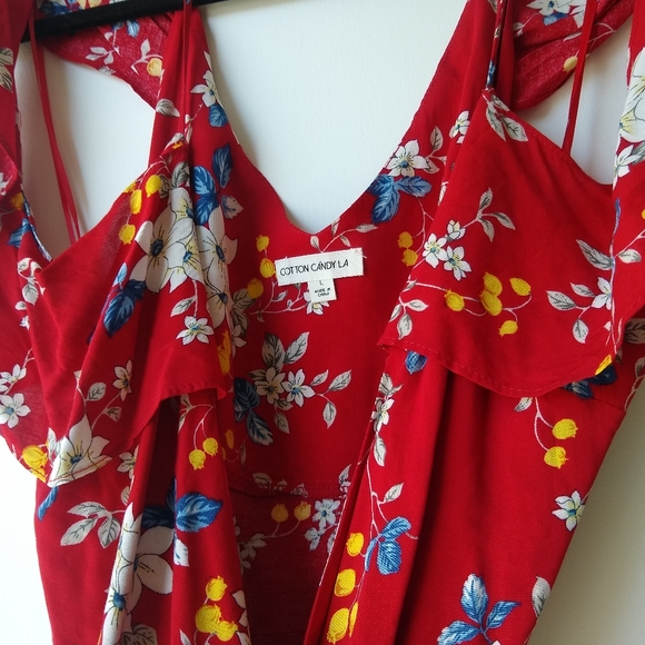 💙 NWOT cotton candy la red floral wrap dress - Picture 4 of 4